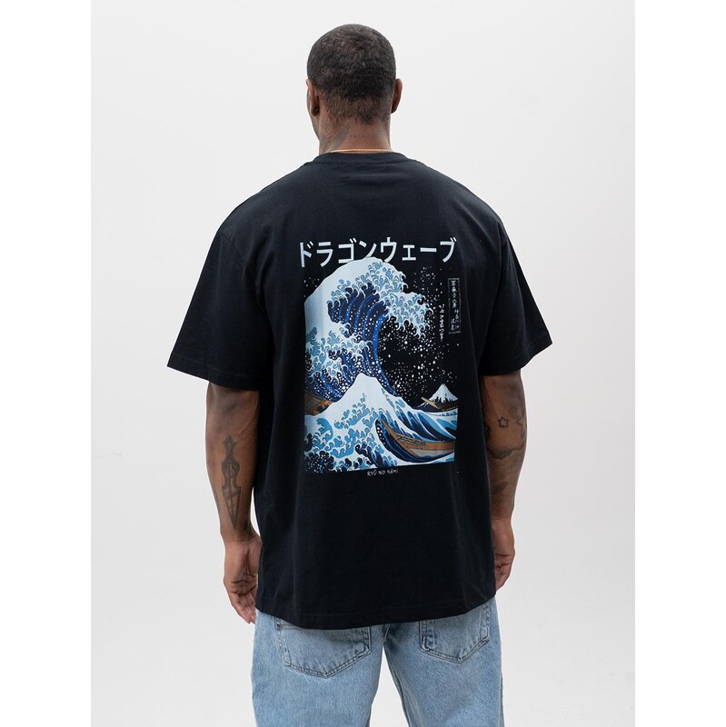 Pánské tričko s krátkým rukávem Oversize Black MyStars Wave