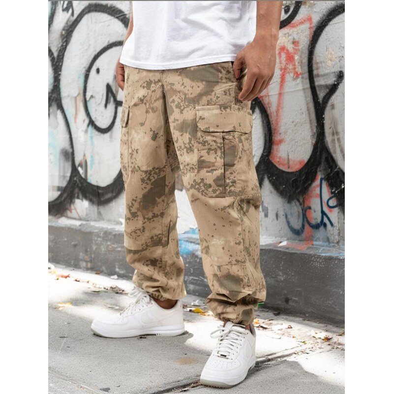 Pánské hnědé kamuflážní kalhoty Jigga Wear Tactical, Field,