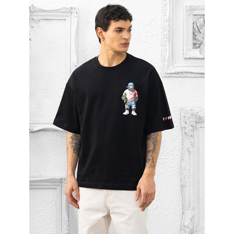 Pánské tričko s krátkým rukávem Oversize Black Plus Eighteen