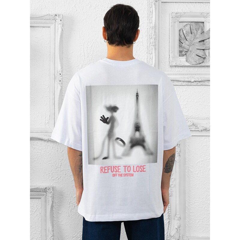 Pánské tričko s krátkým rukávem Oversize White Plus Eighteen