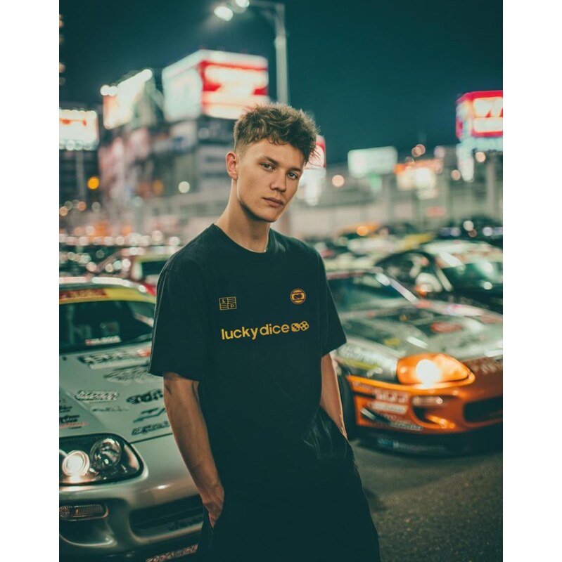 Pánské tričko s krátkým rukávem Oversize Black / Yellow Lucky