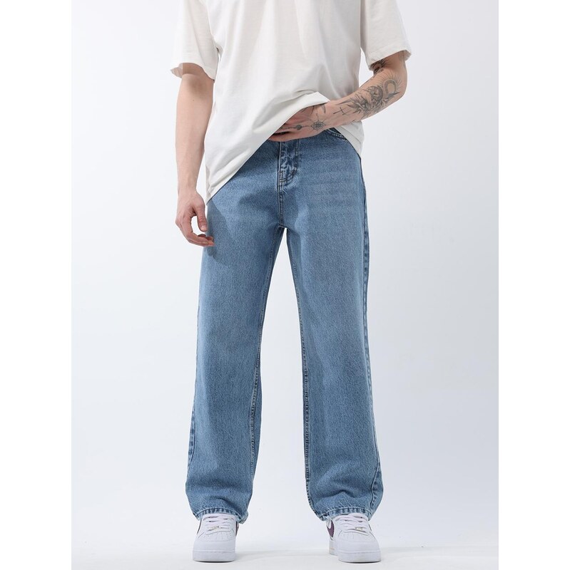 Široké džínové pytlovité kalhoty Light Marbled Mens i8 Denim