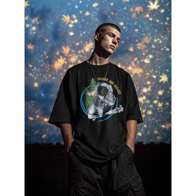 Pánské tričko s krátkým rukávem Oversize Black Kush Higher And