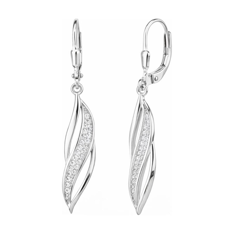 GRACE Silver Jewellery Stříbrné visací náušnice se zirkony Léa -