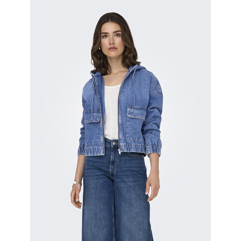 Only Dámská džínová bunda s kapucí Modrá Pouze OnlKenzie L/S DNM