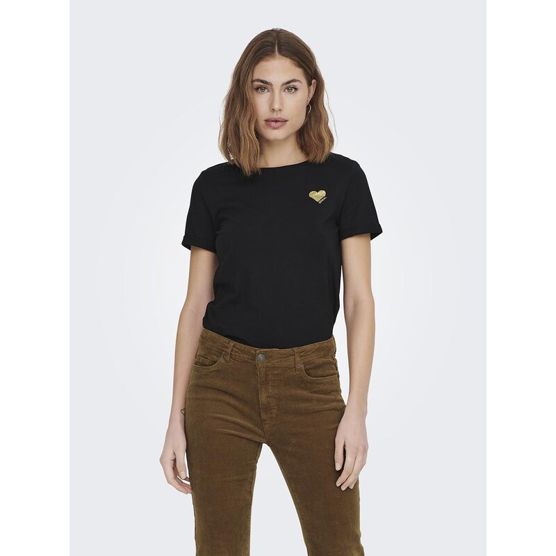 Dámské černé tričko Only OnlKita Life S/S Top
