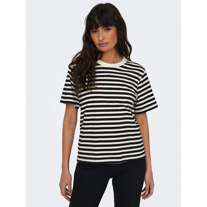 Dámské pruhované tričko černé Only OnlLivina S/S Stripe Tee