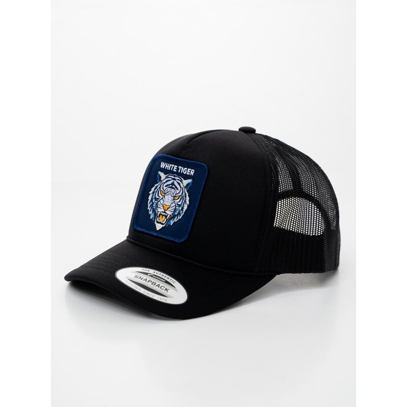Kšiltovka Trucker Cap Black s bílým tygrem MyStars