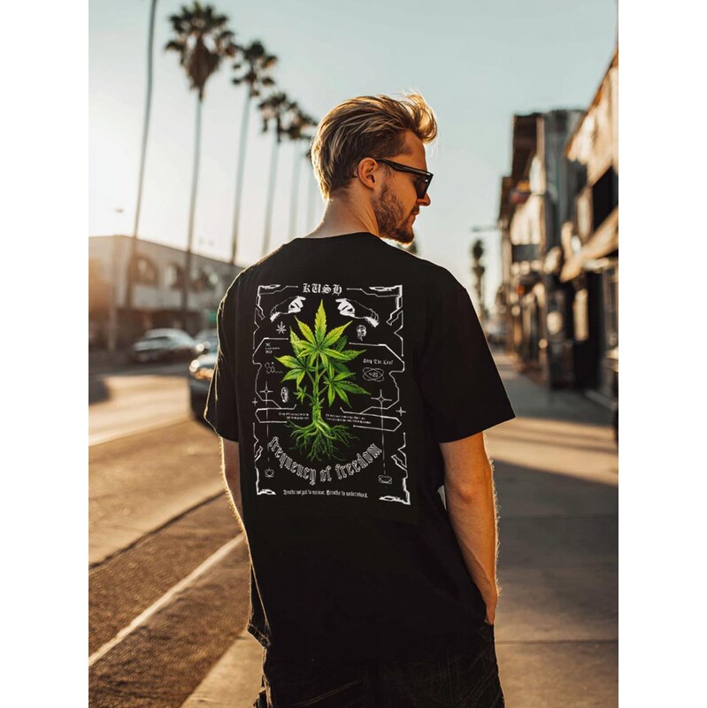 Pánské tričko s krátkým rukávem Oversize Black Kush Freedom