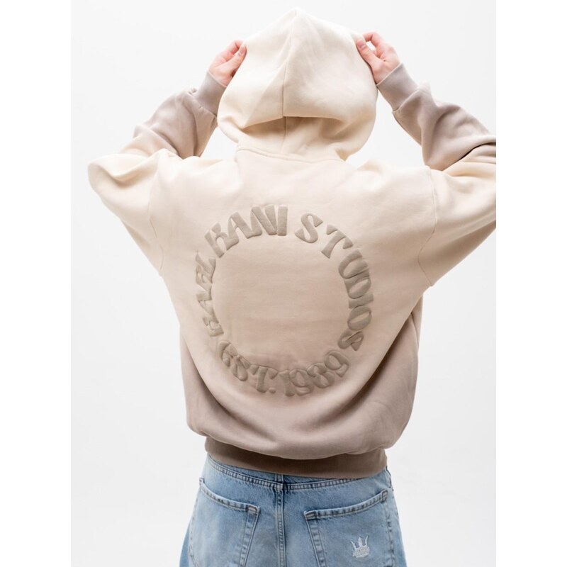 Pánská mikina Oversize s kapucí béžová Karl Kani Studios
