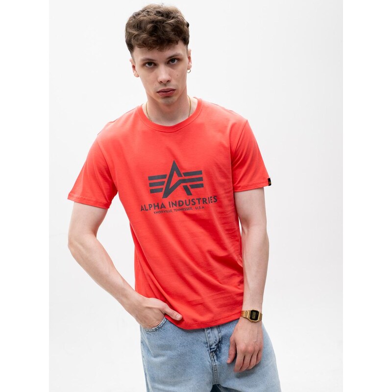 Pánské tričko s krátkým rukávem červené Alpha Industries Basic