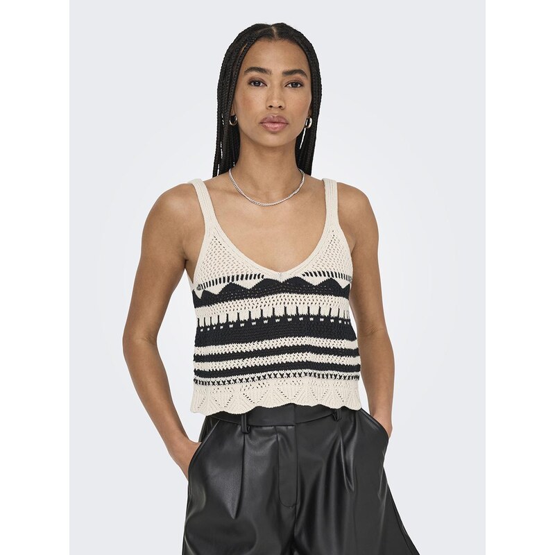 Only Dámské béžové / černé pouze OnlMerida Life SL Crop top s