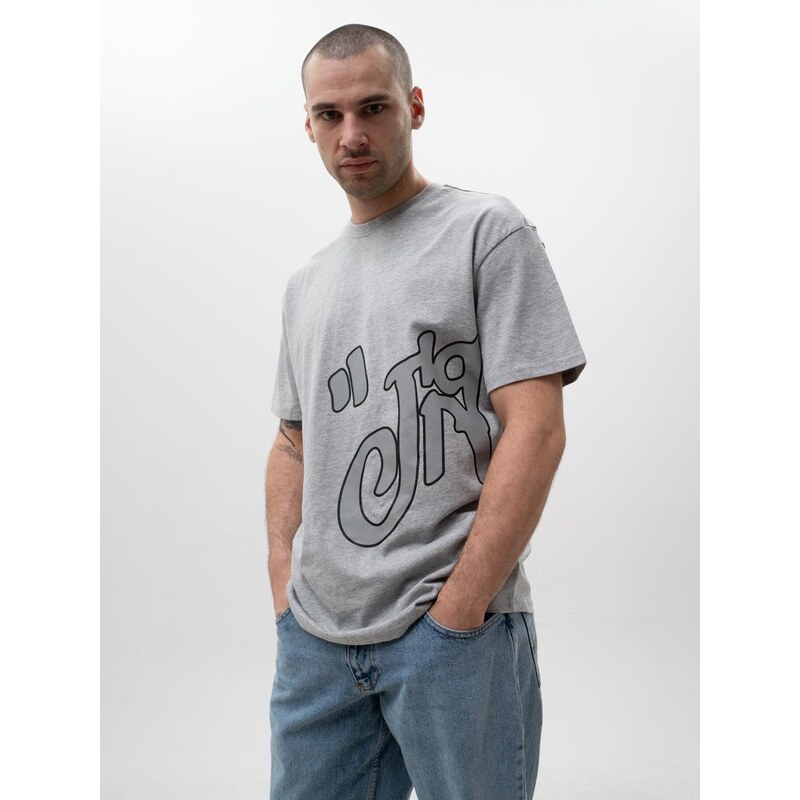 Pánské tričko s krátkým rukávem Oversize Grey Jigga Wear Fatcap