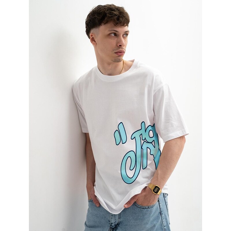 Pánské tričko s krátkým rukávem Oversize White Jigga Wear Fatcap