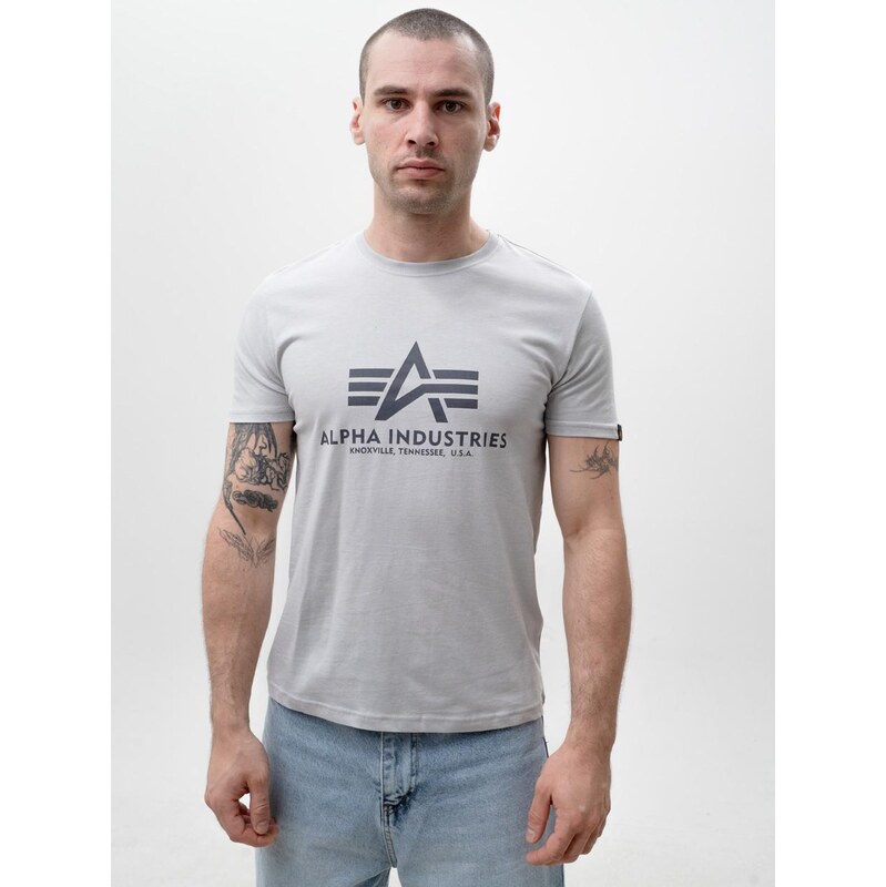 Pánské tričko s krátkým rukávem světle šedé Alpha Industries