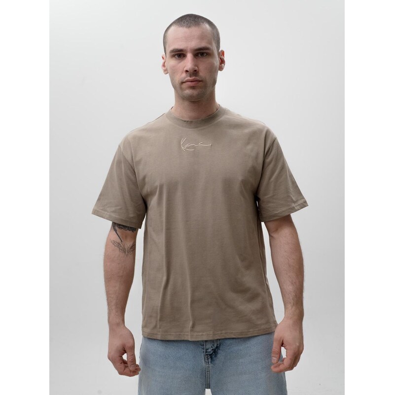 Pánské tričko s krátkým rukávem Oversize Dark Beige Karl Kani