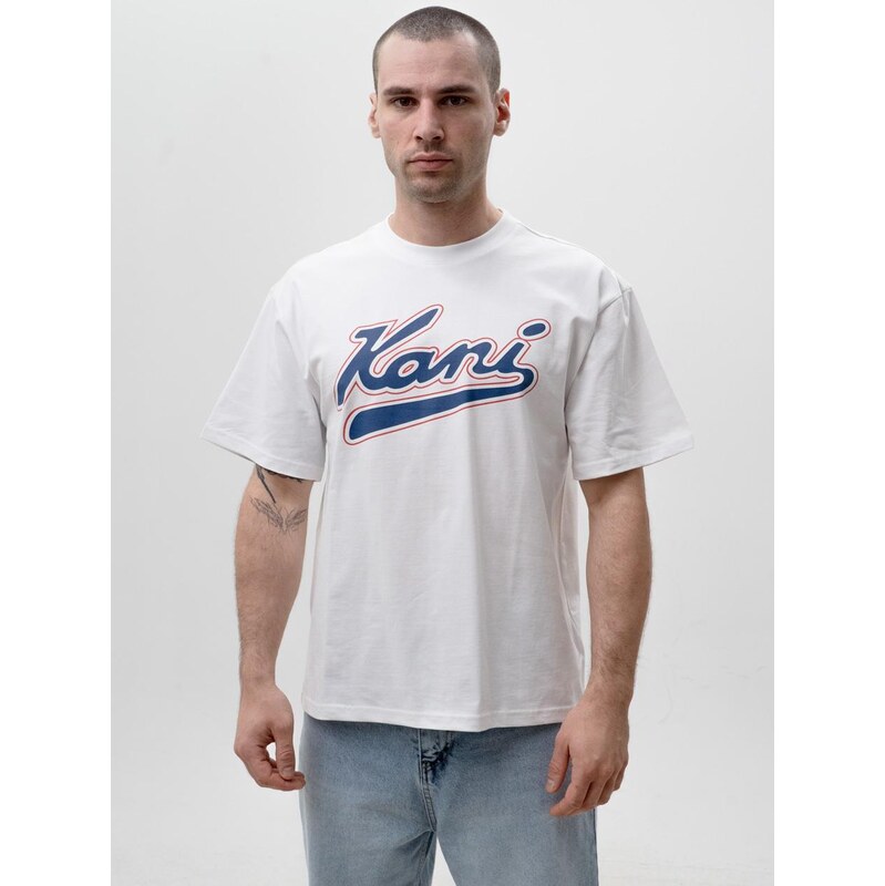 Pánské bílé tričko Karl Kani Varsity Print s krátkým rukávem