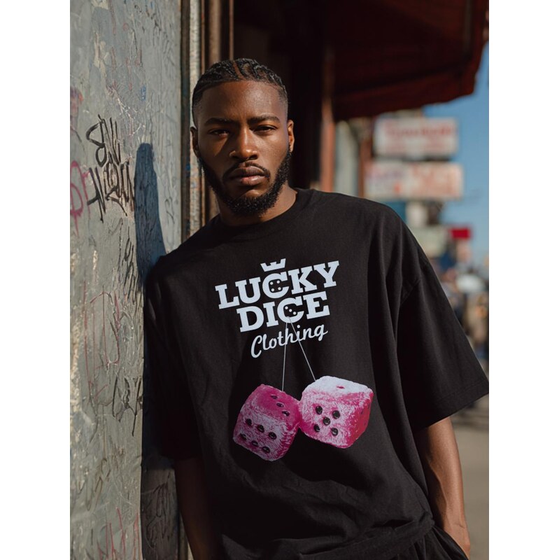 Pánské tričko s krátkým rukávem Boxy T-Shirt černá / růžová