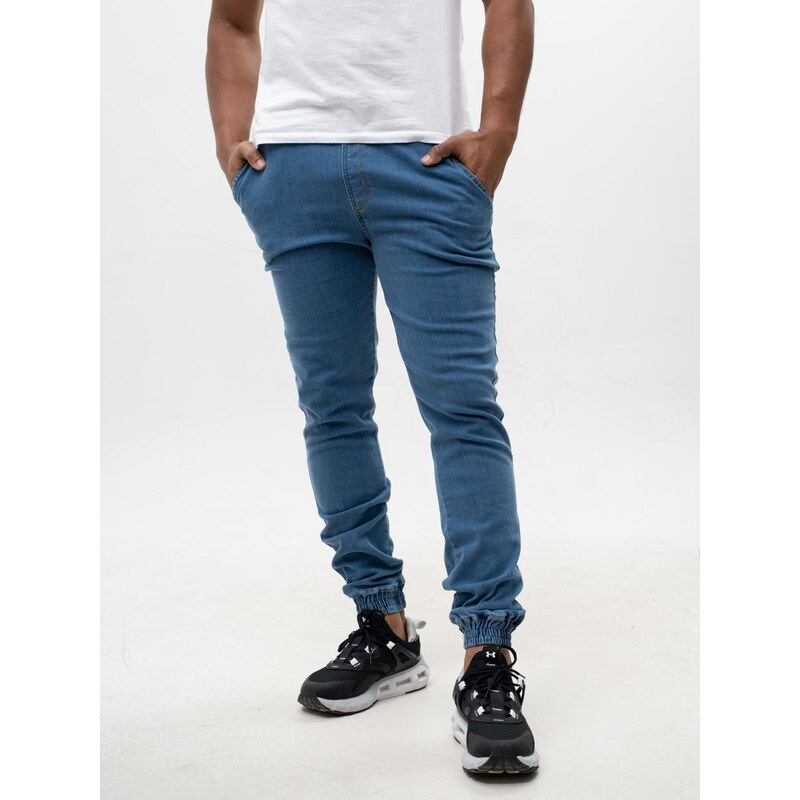 Pánské světle modré džíny Elade Leather Patch Logo Jogger