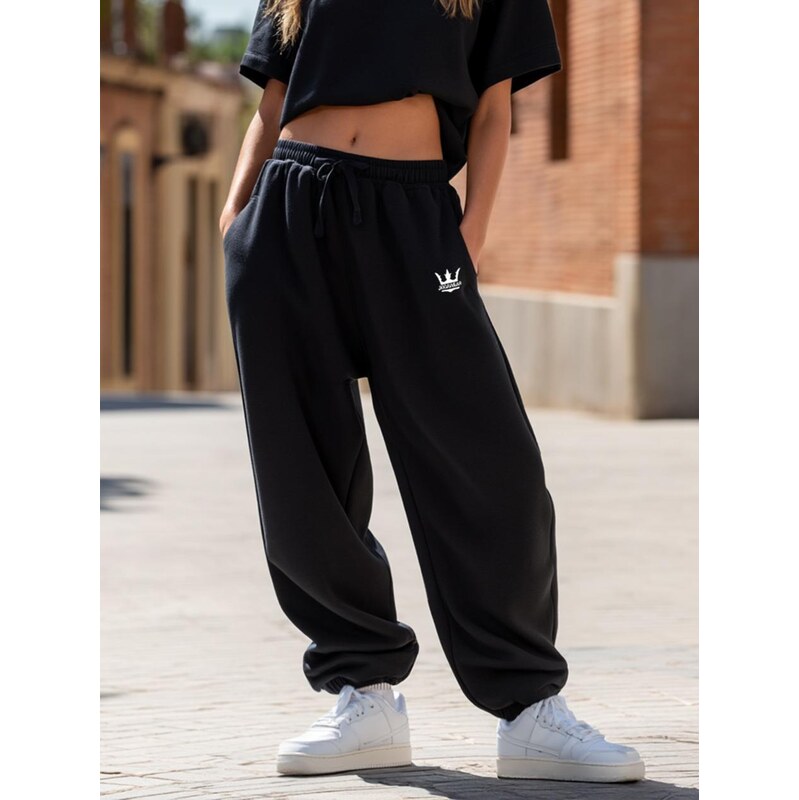 Dámské černé tepláky s logem Jigga Wear Baggy Sweatpants se