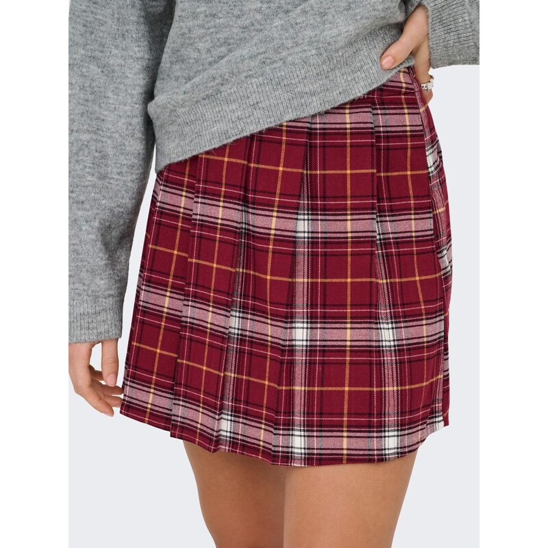 Dámská sukně vínová Only OnlWren Check Short Skirt WVN