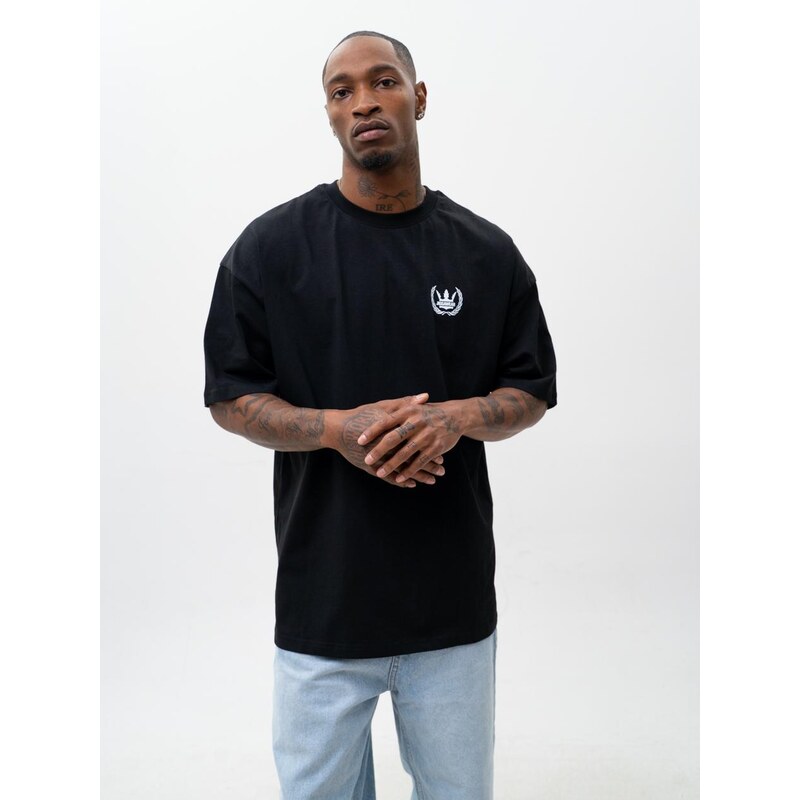 Pánské oversize tričko s krátkým rukávem, černé/bílé Jigga Wear