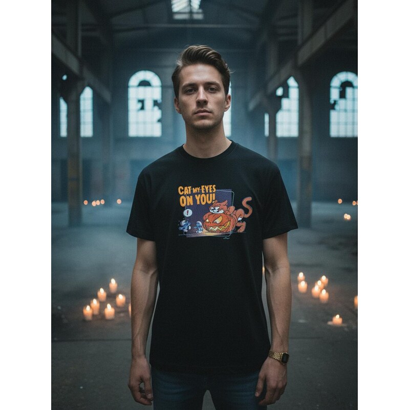 Smerfy Pánské tričko s krátkým rukávem, černé, Šmoulové Fright