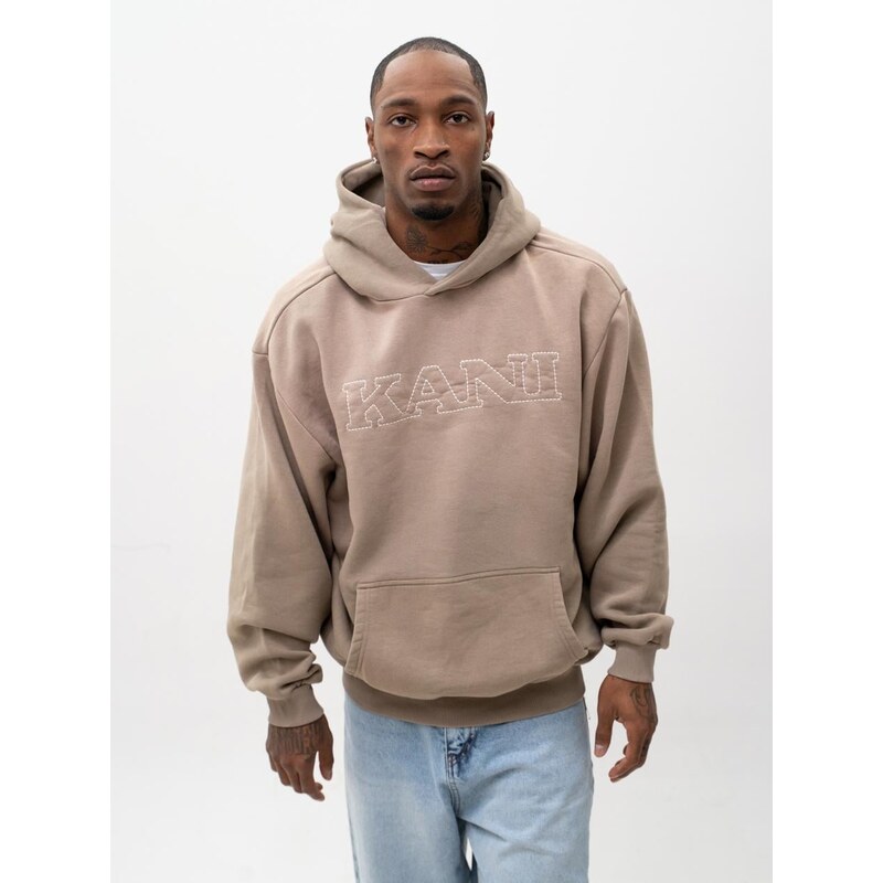 Pánská oversize mikina s kapucí Karl Kani Retro Washed, hnědá