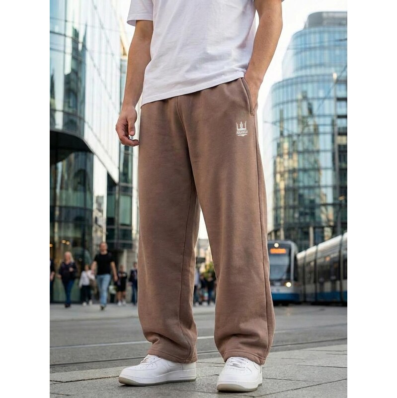 Pánské baggy tepláky světle hnědé Jigga Wear Logo Drawcord