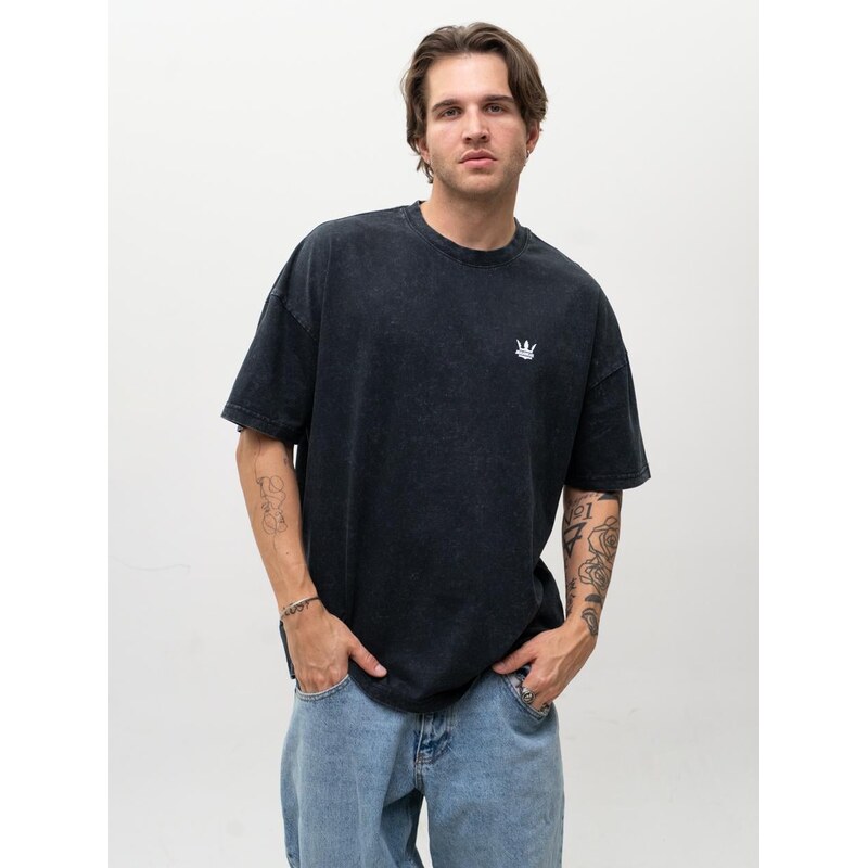 Pánské oversize tričko s krátkým rukávem, černé, vyprané, Jigga