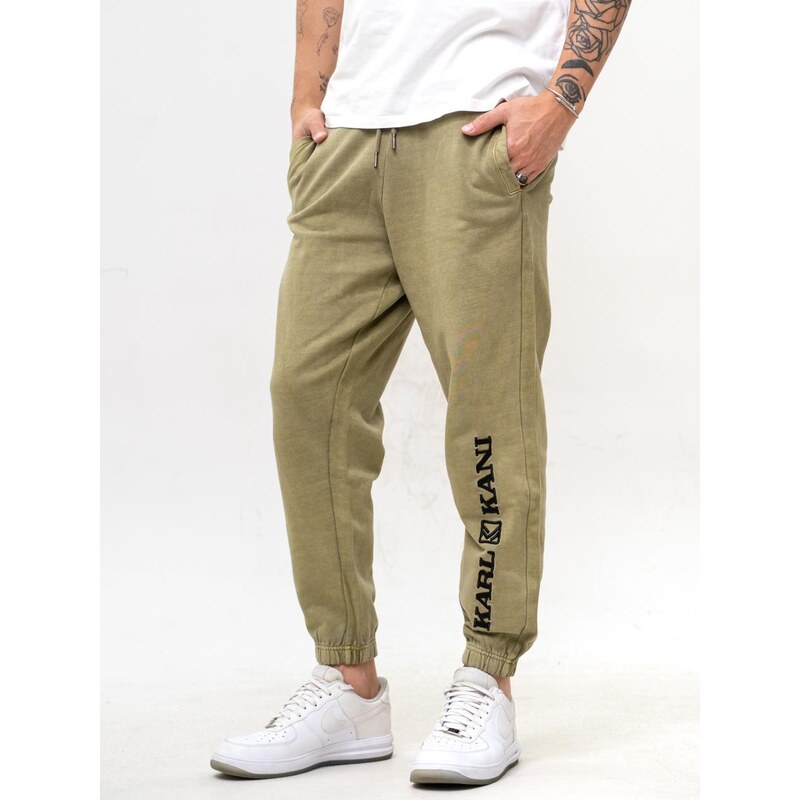 Pánské tepláky Karl Kani Retro Washed v olivové barvě