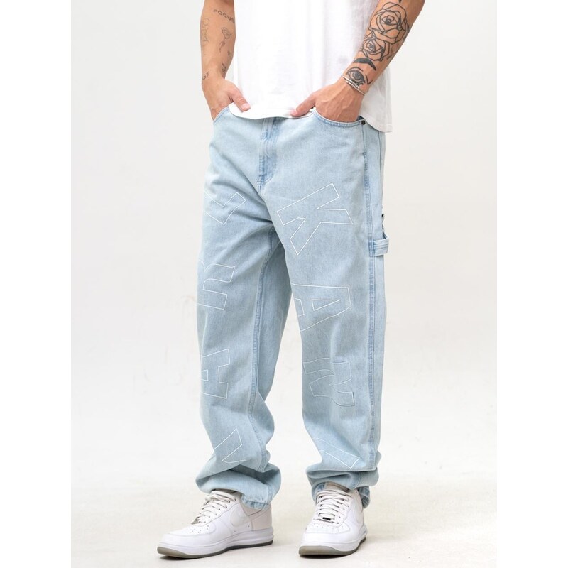 Pánské baggy džíny světle modré Karl Kani OG Workwear Logo Print