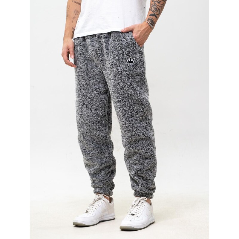 Pánské tepláky Sherpa tmavě šedé Jigga Wear Teddy Simple Crown