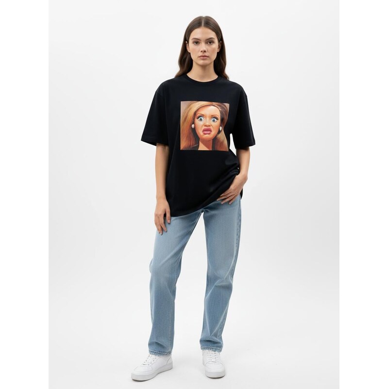 Dámské tričko s krátkým rukávem Oversize Black MyStars Disgusted
