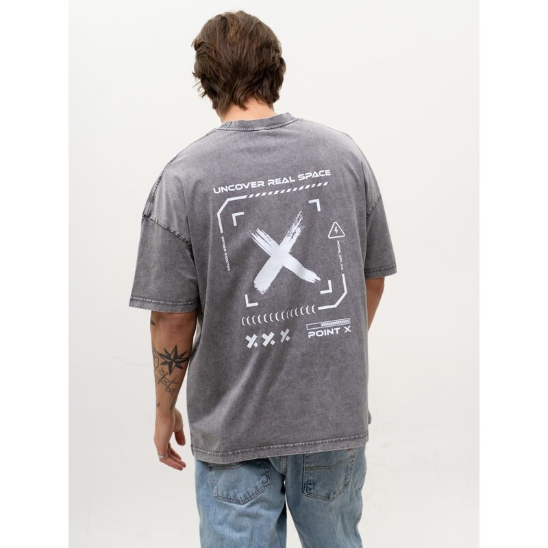 Pánské oversize tričko šedé Acid Wash Point X Impulse