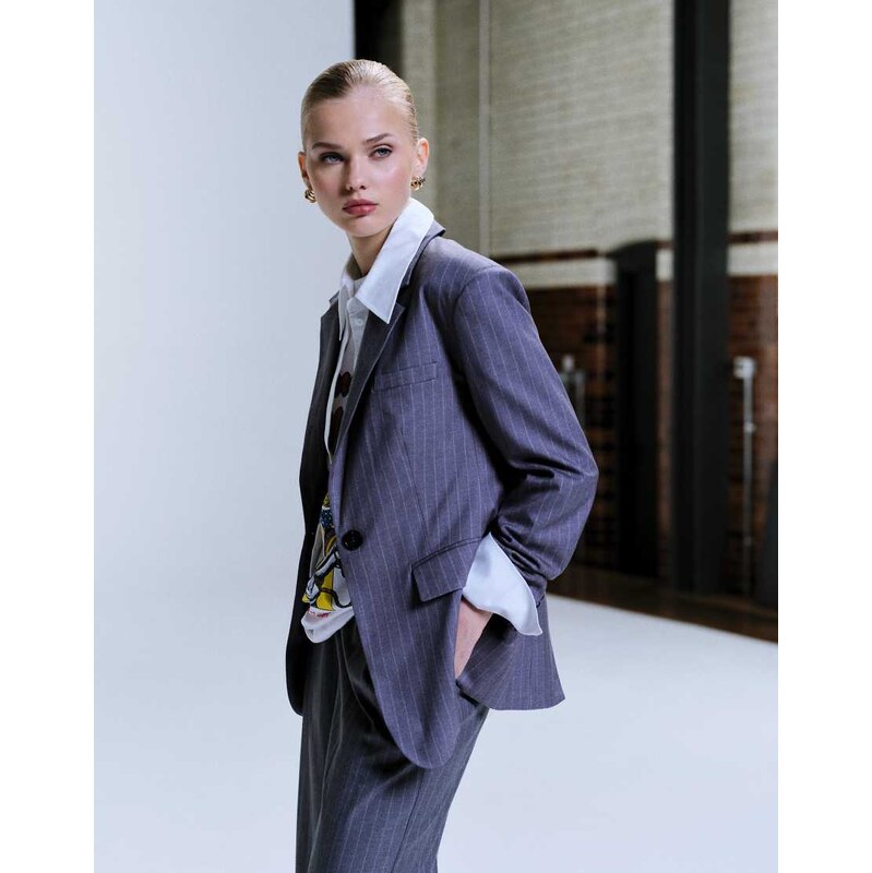 4th & Reckless tailored shoulder pad detail cinched waist blazer