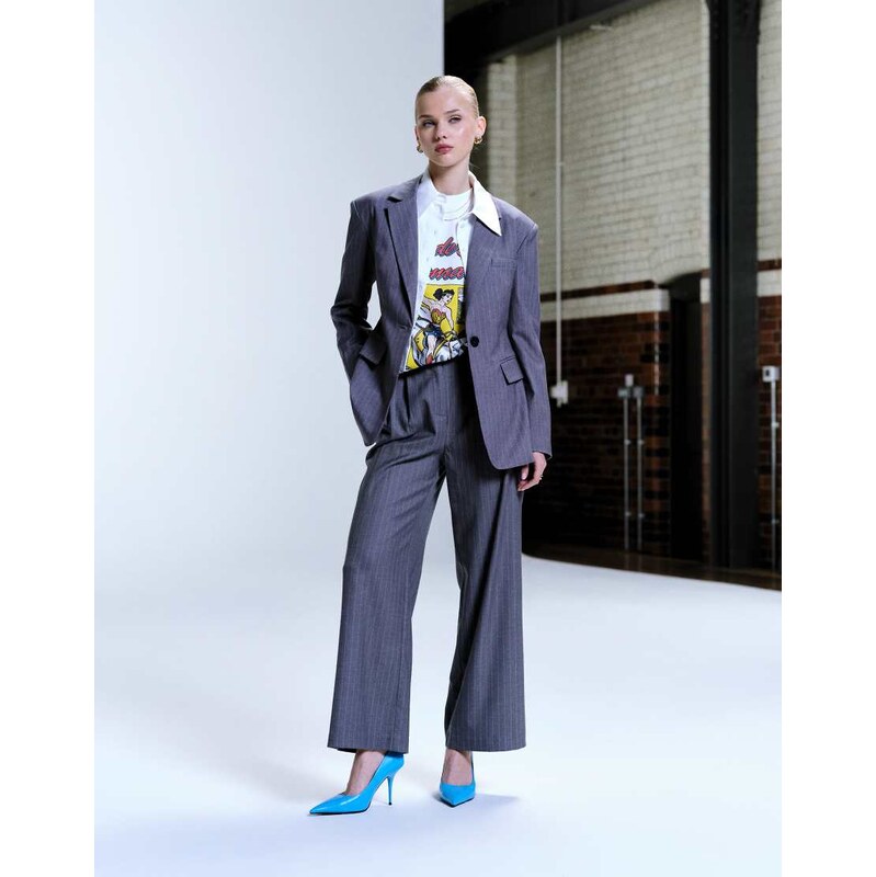 4th & Reckless tailored pleat detail wide leg suit trouser co