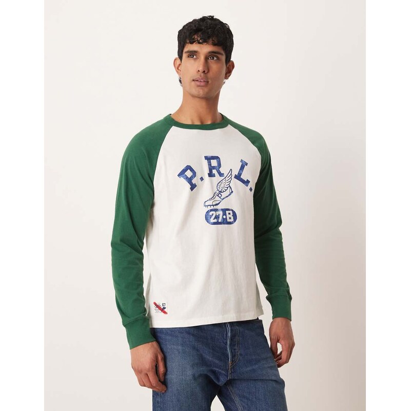 Polo Ralph Lauren varsity Pwing print raglan t-shirt in white