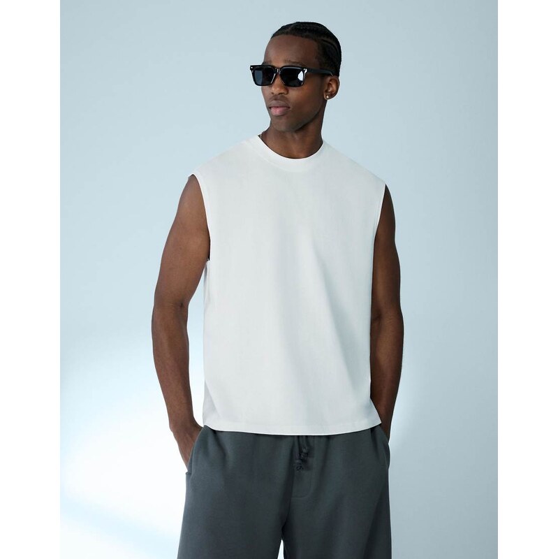 Bershka Basic sleeveless t-shirt in white
