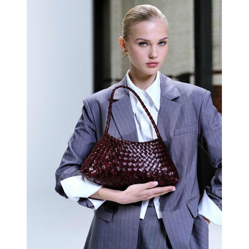 Dragon Diffusion Rosanna woven leather shoulder bag in burgundy-Red 115516013