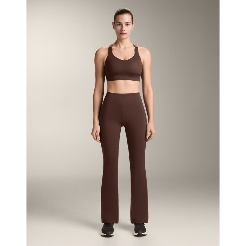 OYSHO Raise up compressive 80cm flare trousers in dark brown 112881451