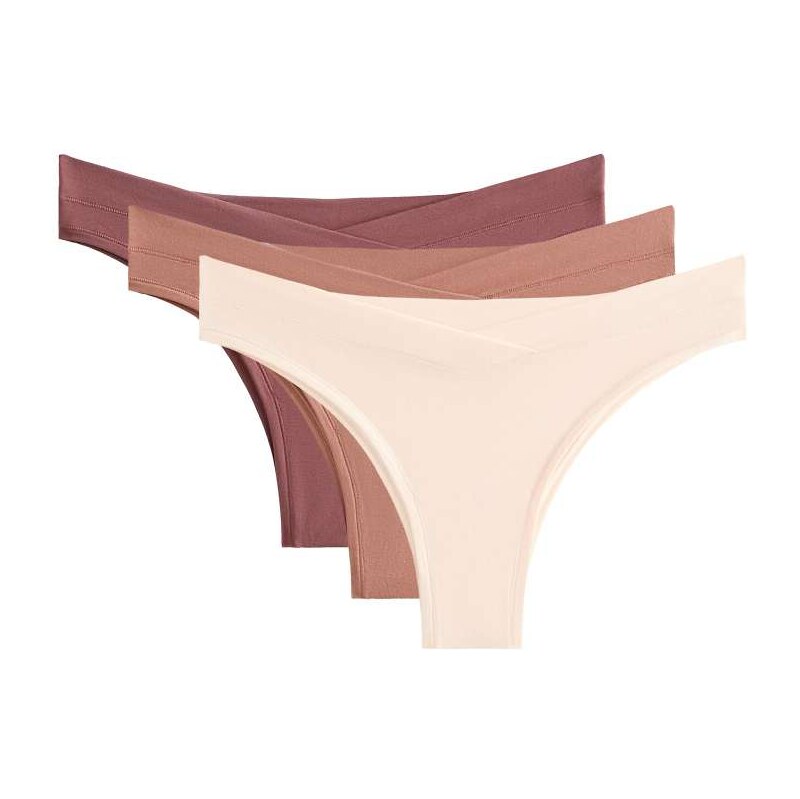 OYSHO 3 modal blend v-cut brazilian briefs in cream-White 113080234