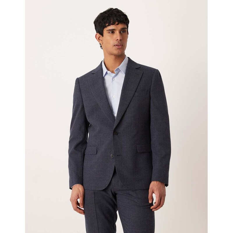 ASOS DESIGN slim suit jacket in navy subtle crosshatch