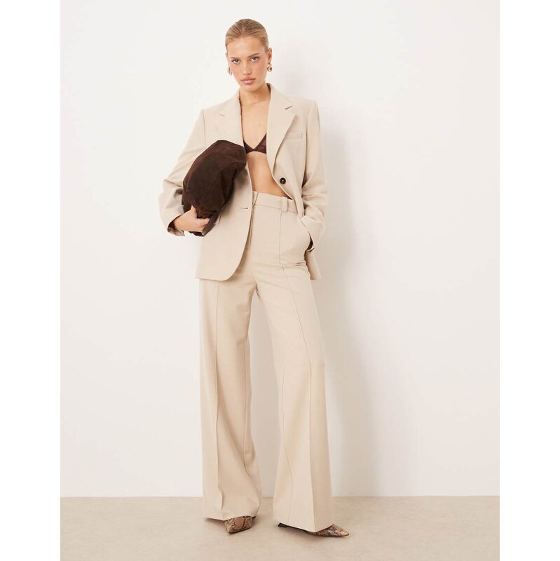Mango Paris tailored trouser co-ord in cream-White