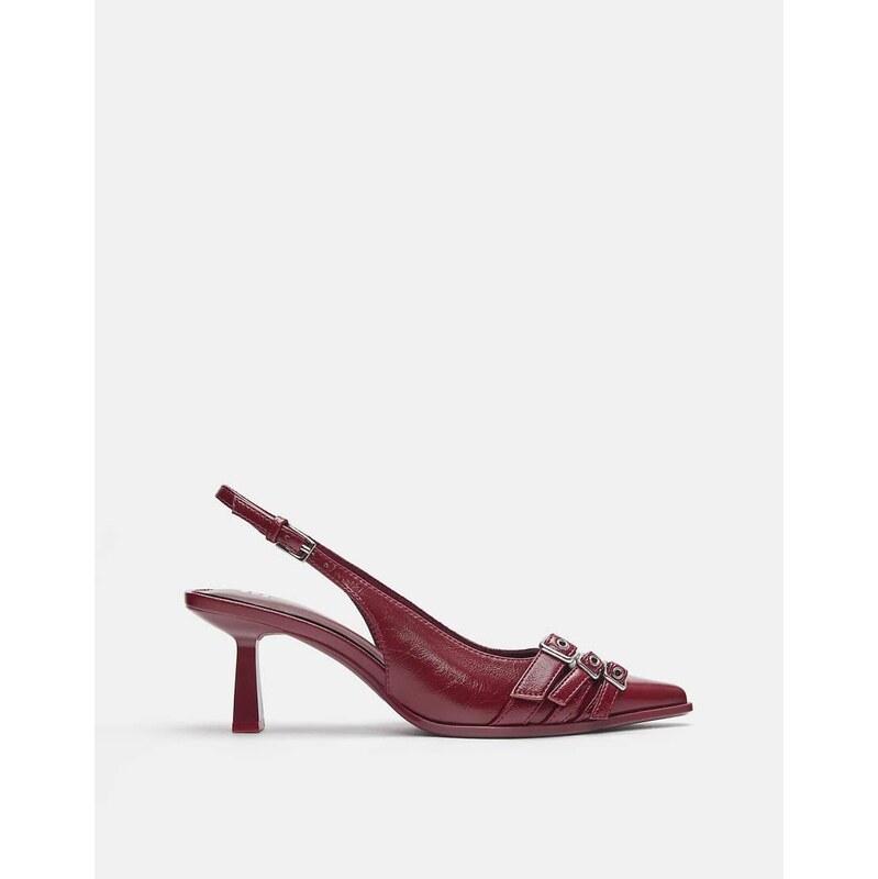 Pull&Bear Buckled high-heel shoes in print 1-Red 112881535