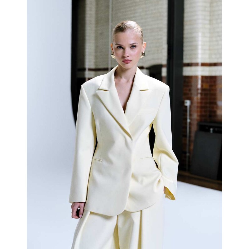 ASOS DESIGN double breasted blazer in yellow