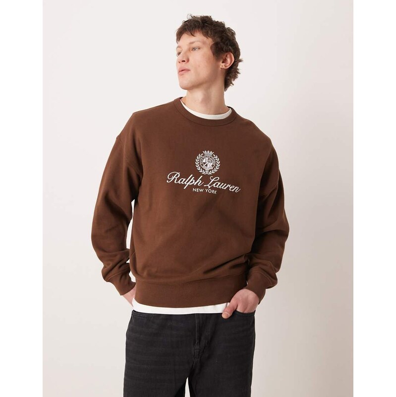 Polo Ralph Lauren large icon crest logo sweatshirt in brown