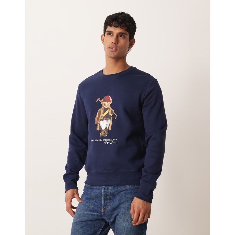 Polo Ralph Lauren society bear print sweatshirt in navy