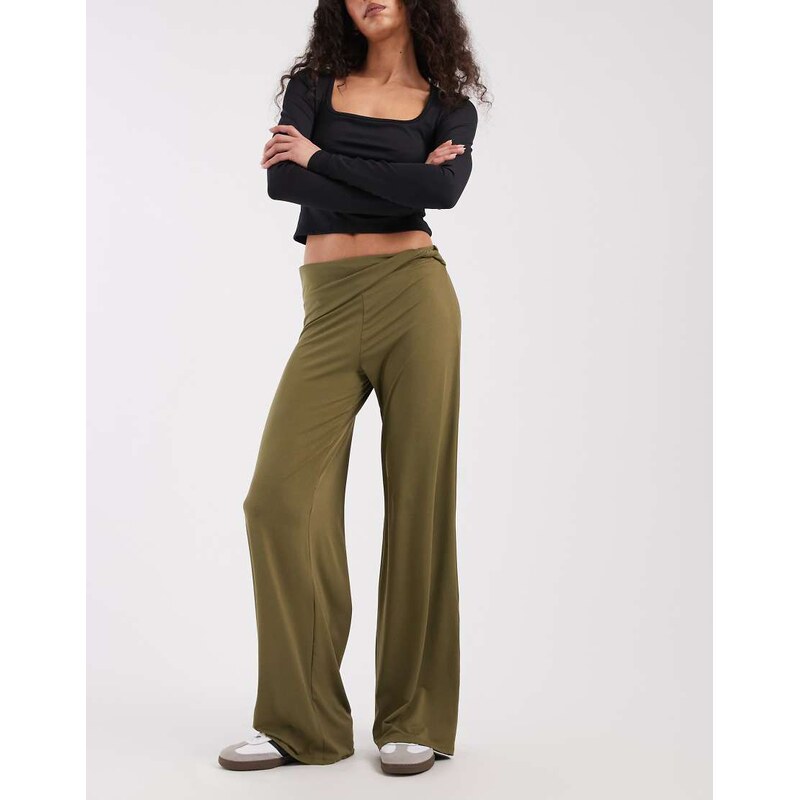 ASOS DESIGN fold over wide leg trouser co-ord with twist detail