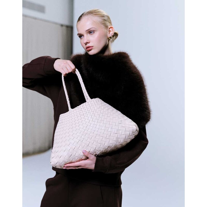 Dragon Diffusion Santa Croce big woven leather bag in natural